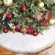 White Christmas Tree Skirt Plush Faux Fur - Goodly Variety Store