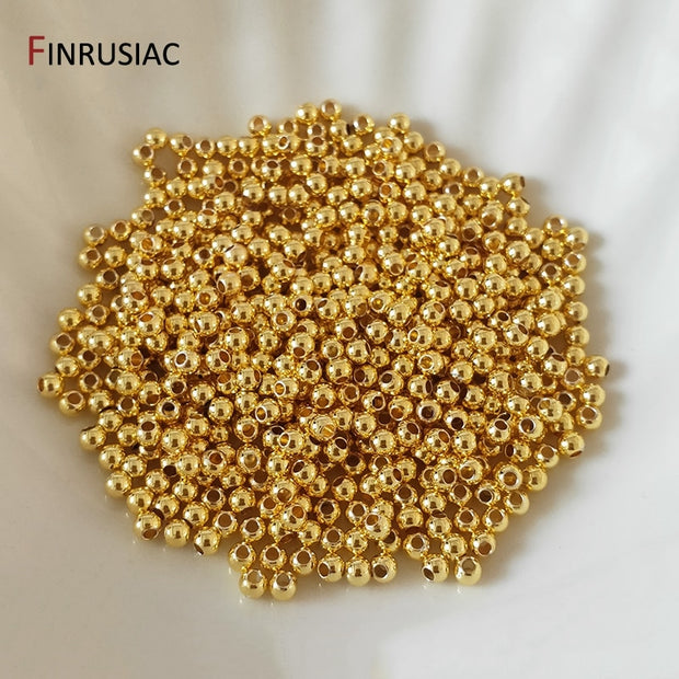 Real gold plated Round Spacer Beads For Jewelry - Goodly Variety Store