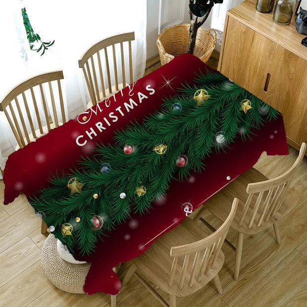 Waterproof and Antifouling Creative Santa Print Tablecloth - Goodly Variety Store